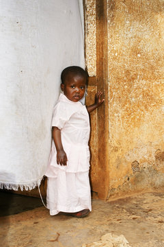Cute but sad little African girl