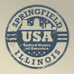 Grunge rubber stamp with name of Illinois, Springfield, vector