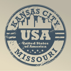 Obraz premium Grunge rubber stamp with name of Missouri, Kansas City, vector