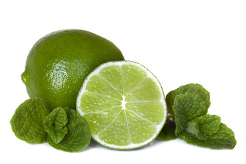 Limes and Mint Isolated