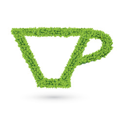 Cup silhouette of green leaves