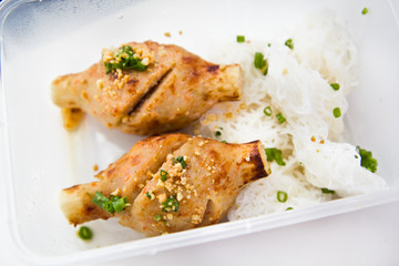 Vietnam Food shrimp around sugarcane