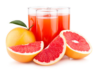 ripe grapefruits with grapefruit juice