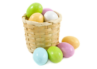 Pastel candy coated Easter chocolates