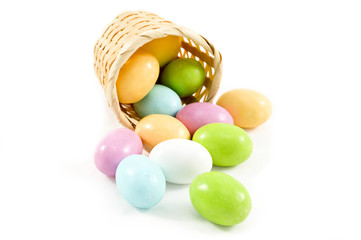 Pastel candy coated Easter chocolates