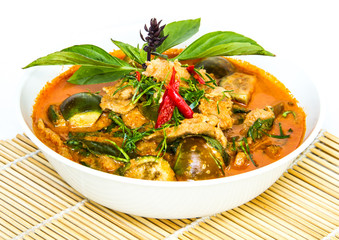 red curry on bamboo wrap