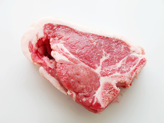 Single Lamb Loin Chop On White Background