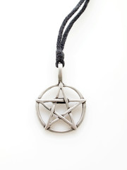 Pewter Pentacle On Black Cord