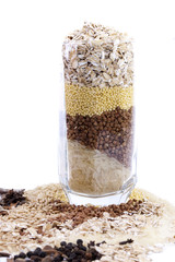 isolated set of cereals in glass