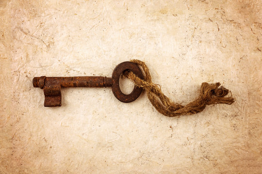 Antique key with small rope