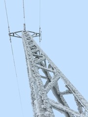 Mast of High Voltage in the winte - 49302598