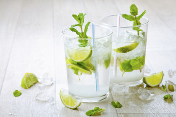 Two fresh mojitos cocktail