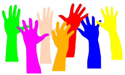 Farbige Arme Zeigen hoch