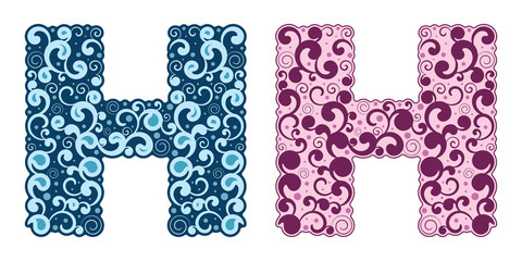 Curling alphabet. Letter H