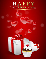 Naklejka premium Valentines card with cupcake