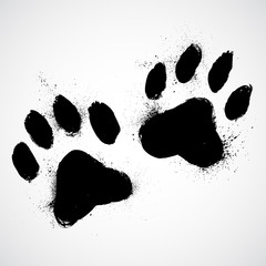Grunge dog paws - 49306387