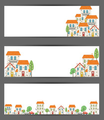 Set of web banners. City theme. Vector