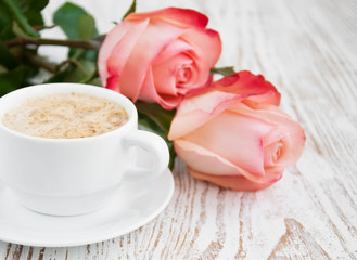 Coffee and roses