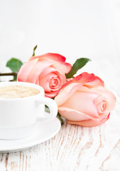 Coffee and roses