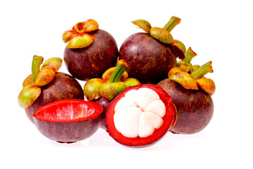 mangosteen tropical fruit in Thailand on white background