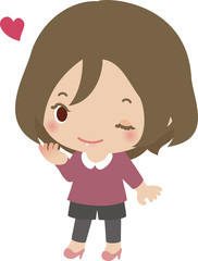 ウィンクする若い女性