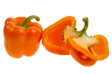 Top view Orange bell pepper isolated
