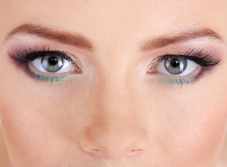 Beautiful female eyes with bright  make-up, close up