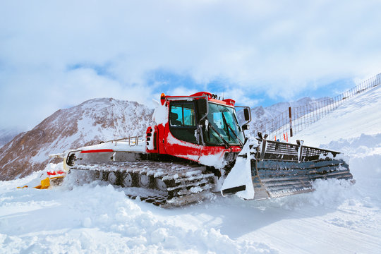 Machine for skiing slope preparations at Kaprun Austria