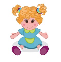 Cute doll. Vector illustration on white background