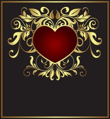 Beautiful card with heart and floral elements.