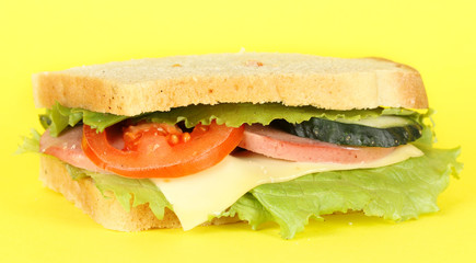 Sandwich on yellow background