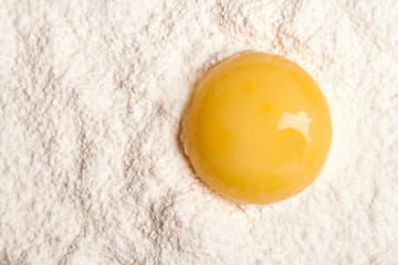 yolk of egg on white flour with shade