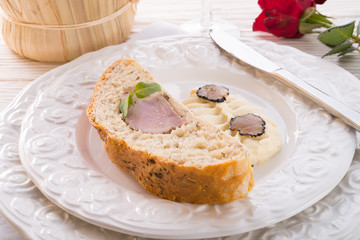 pork fillet in the bread brown