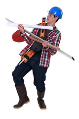 Clumsy construction worker