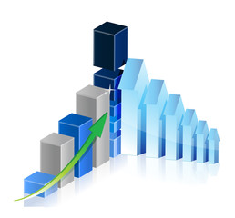 Business Graph with arrows showing profits