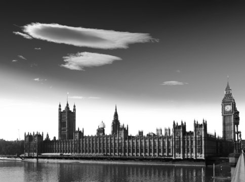 Fototapeta Black and white, Big Ben and House of Parliament.