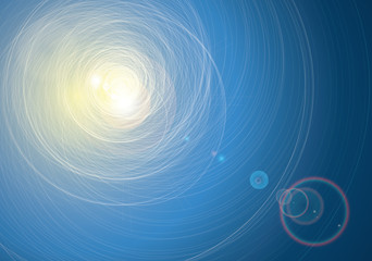 Sun shine with twist rays and flare