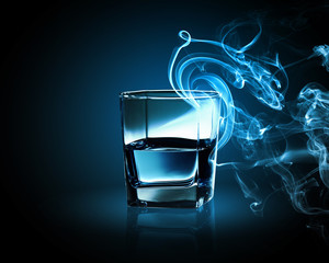 Glass of blue cocktail