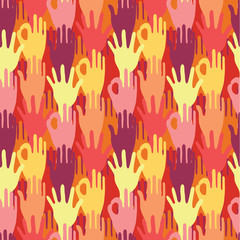 vector hands in the crowd seamless pattern background with hand
