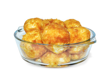Cottage cheese balls on a white background