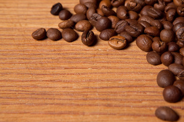 Coffee bean on wooden background