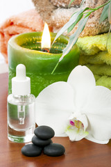 Fototapeta na wymiar Aromatherapy oil with orchid essence