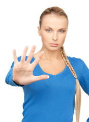 woman making stop gesture