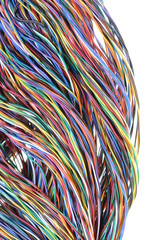 Multicolored computer cables isolated on white background