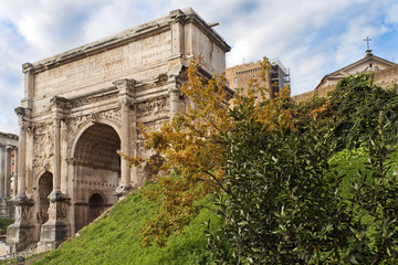 Fototapeta premium Arch of Emperor Septimius Severus in Roman Forum in Rome, Italy