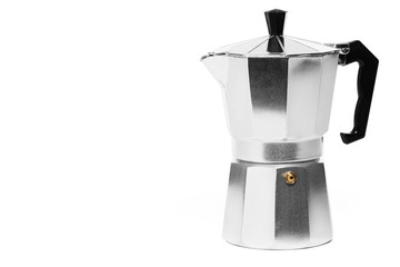 espressokocher auf weissem hintergrund