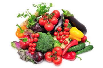 collection vegetables isolated on white background