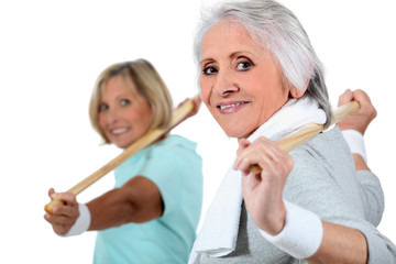 portrait of two women doing exercise