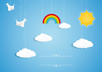 Rainbow, clouds, birds and sun toys