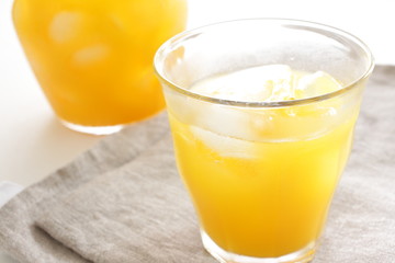 freshness orange juice with ice cube